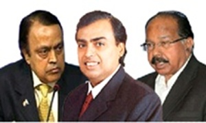 Murli Deora, Mukesh Ambani, and Veerappa Moily